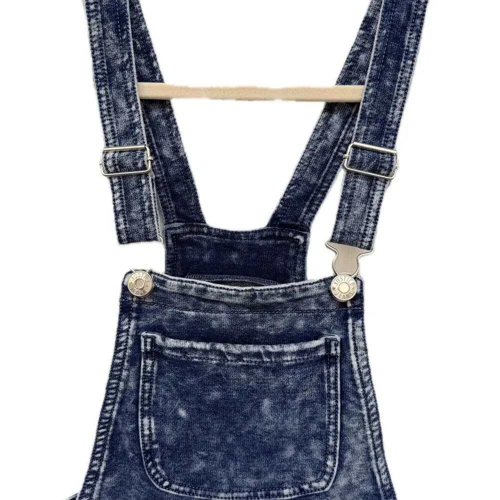 Justice Girls Acid Wash Denim Short Overalls Romper Size 12